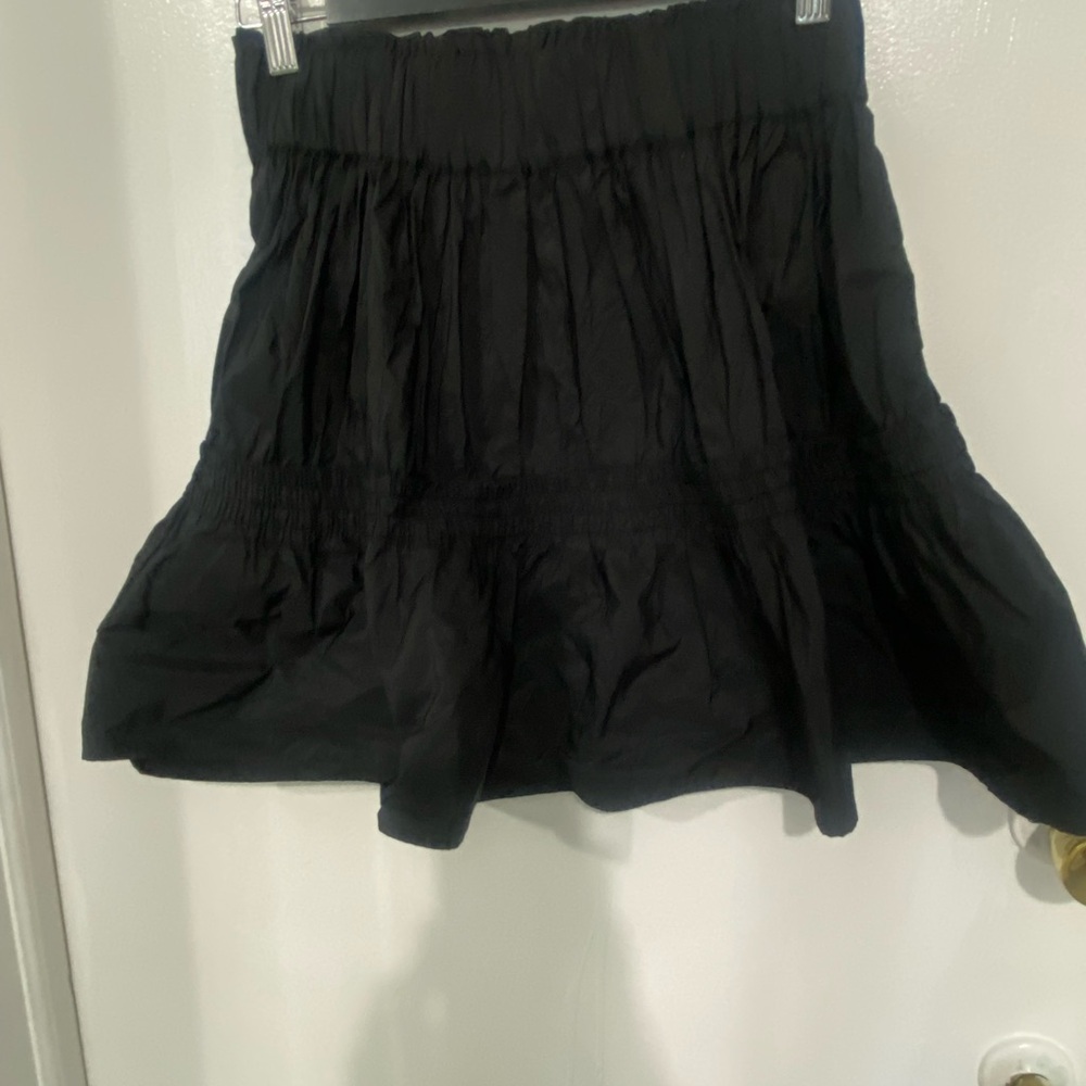 ZARA- Black Ruffled Elastic-Waist Women's Skirt